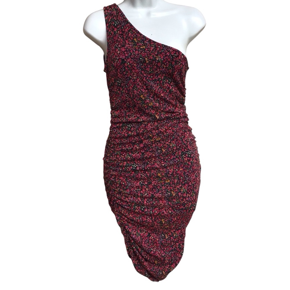 Leith One-Shoulder Ruched Floral Dress